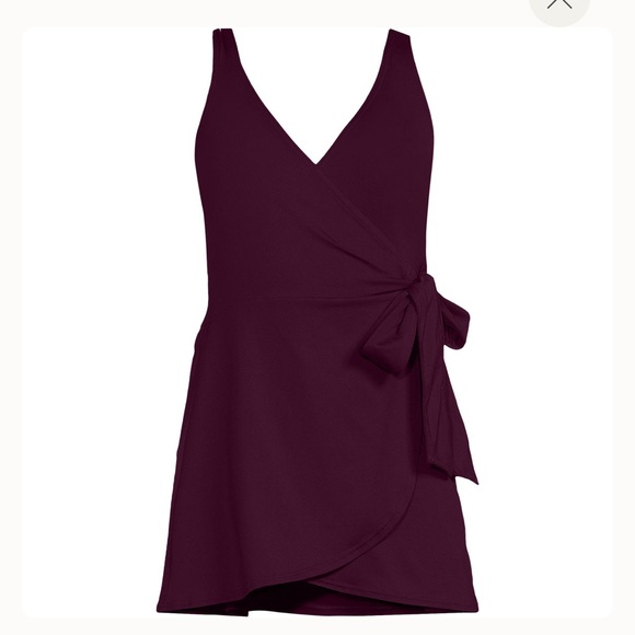 Lands' End Side tie  Swim Dress in Rich Purple Wine - Picture 6 of 6